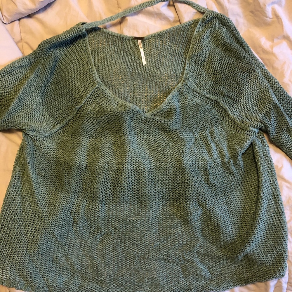 Free people green knit sweater